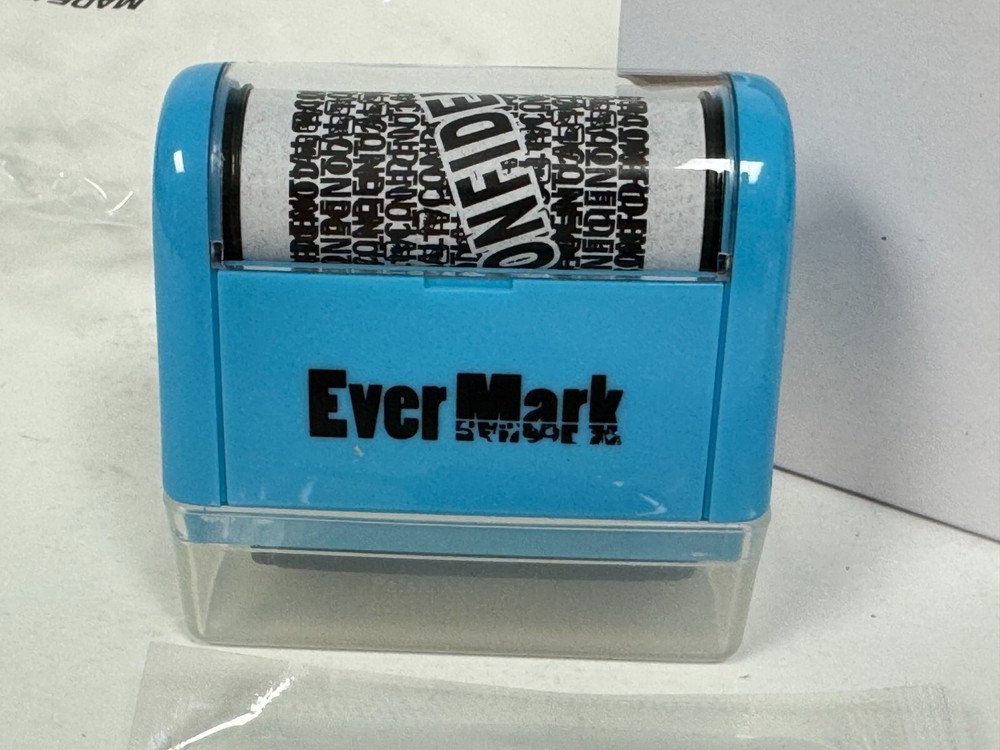 x3 Ever Mark ID Protector Ink Roller Identity Theft Protection Roller Stamp Blue