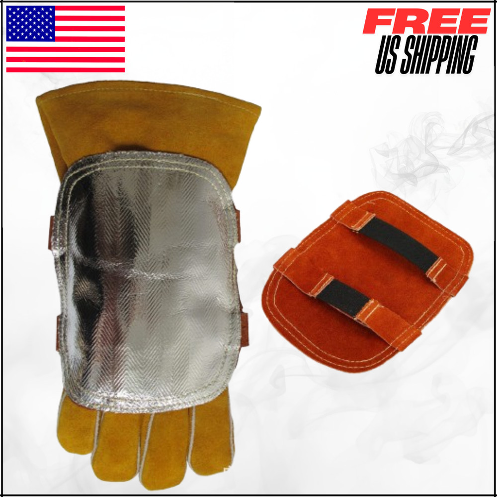 Welding Gloves Pad Heat Wrap Split Cowhide Leather Aluminized Back 8.3" Industry