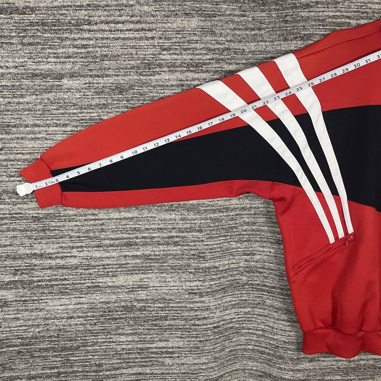 Vintage Adidas Red & Black Track Jacket White Striped Size XL (See Measurements)