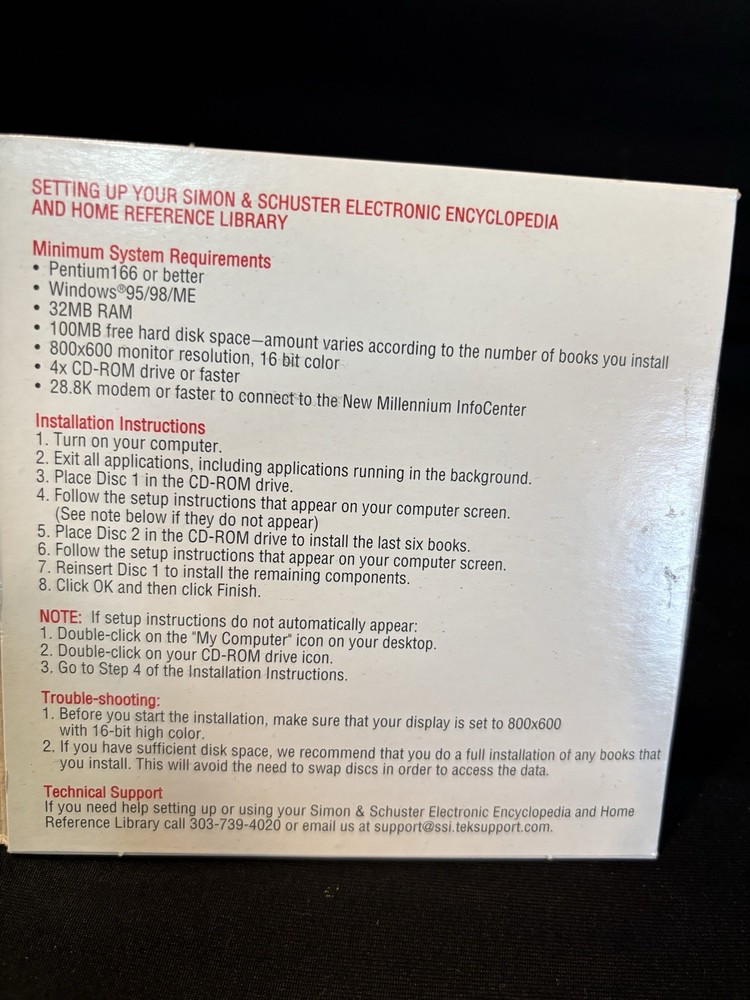 Simon Schuster Electronic Encyclopedia Home Reference Library 2 CD ROM Set VTG