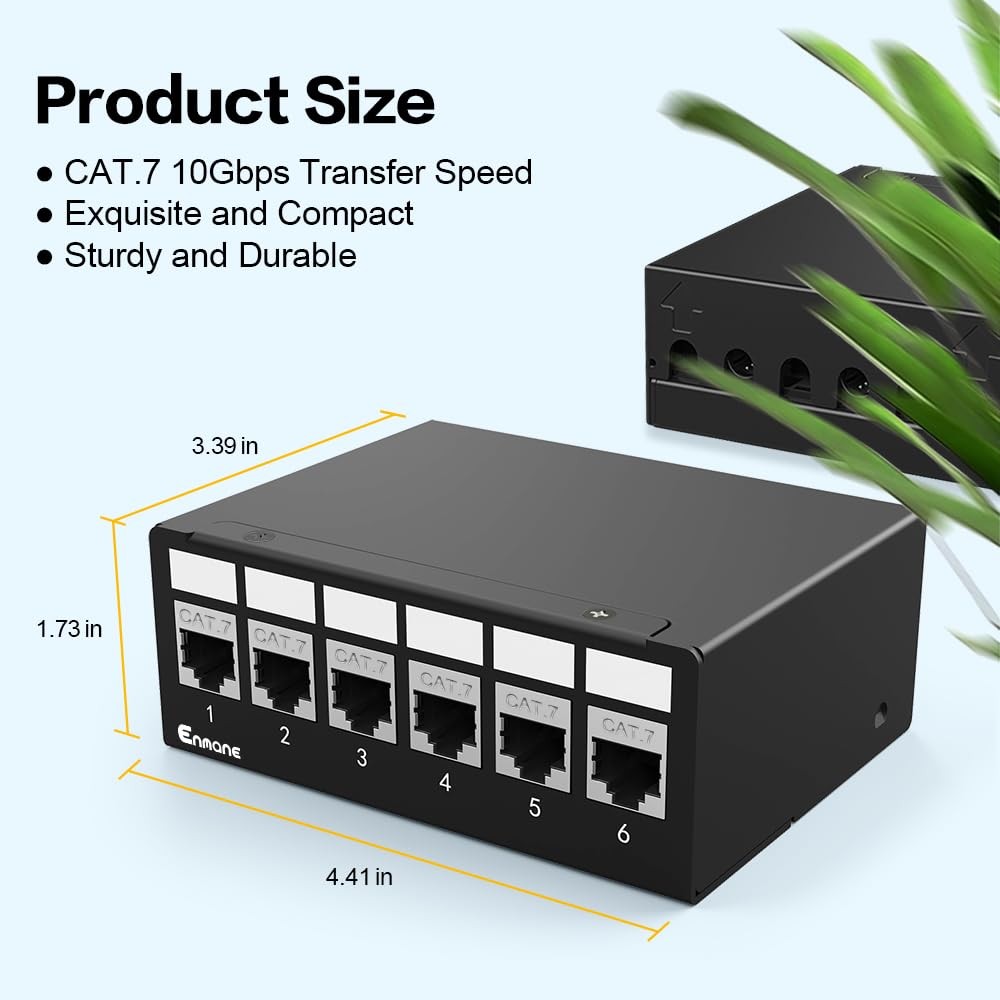 6Port Patch Panel CAT7 Keystone Patch Panel Shielded Network Patch Patch with...