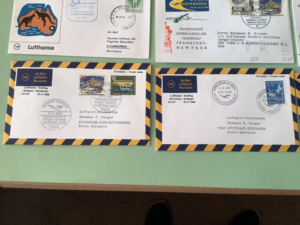 Airmail flight cover mixed world 9 items Ref A1468
