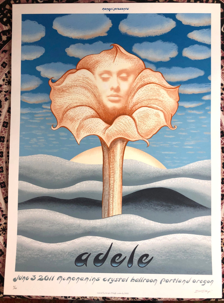 Adele EMEK Signed Number Poster June 2011 Portland Extra Signed # Strip Aug 11