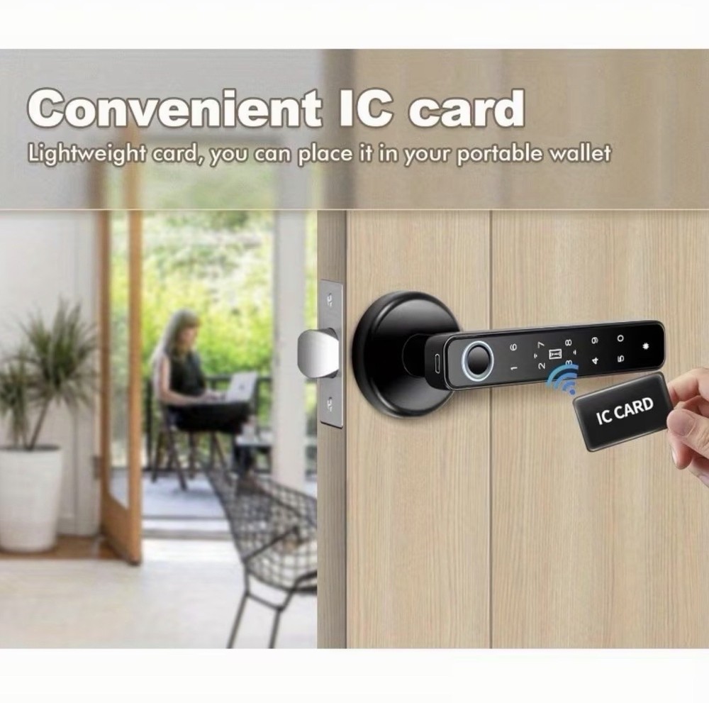 Intelligent Door Lock Featuring a Fingerprint Reader, 5-In-1 Keyless Access