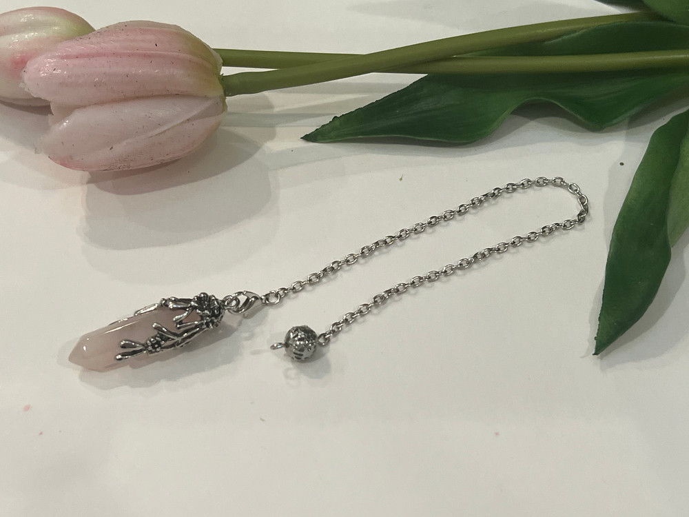Blessed Rose Quartz Vine Pendulum, Wicca tools , Dowsing Rod