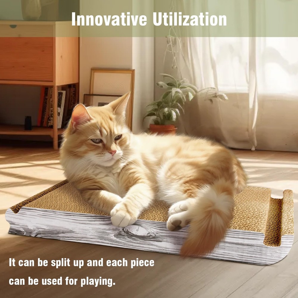 Foldable Cat Scratching Board Triangle Scratcher Cardboard Pad 6 Usable Sides