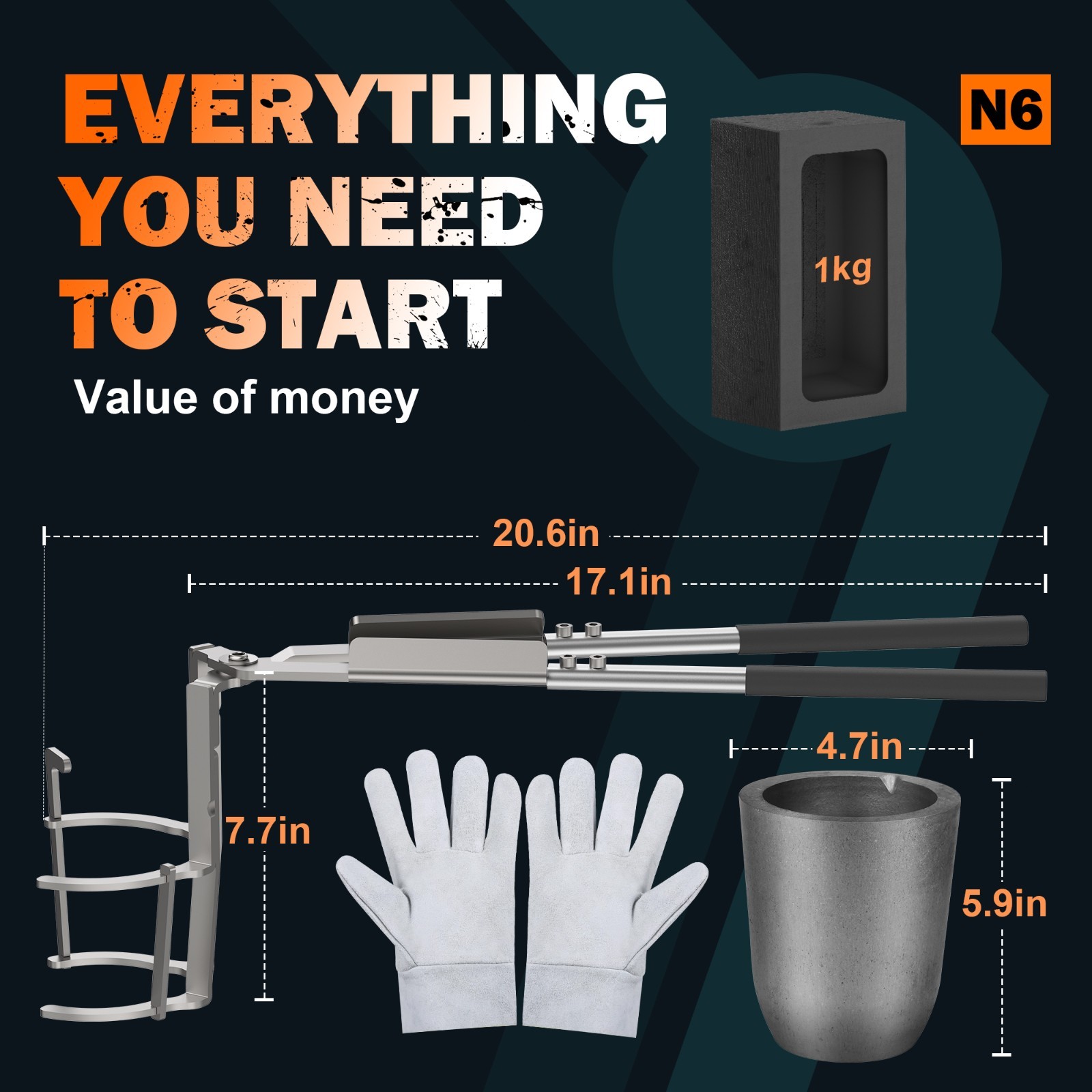 6kg Crucible Tongs Set for Melting Metal, Lifting & Pouring Tongs