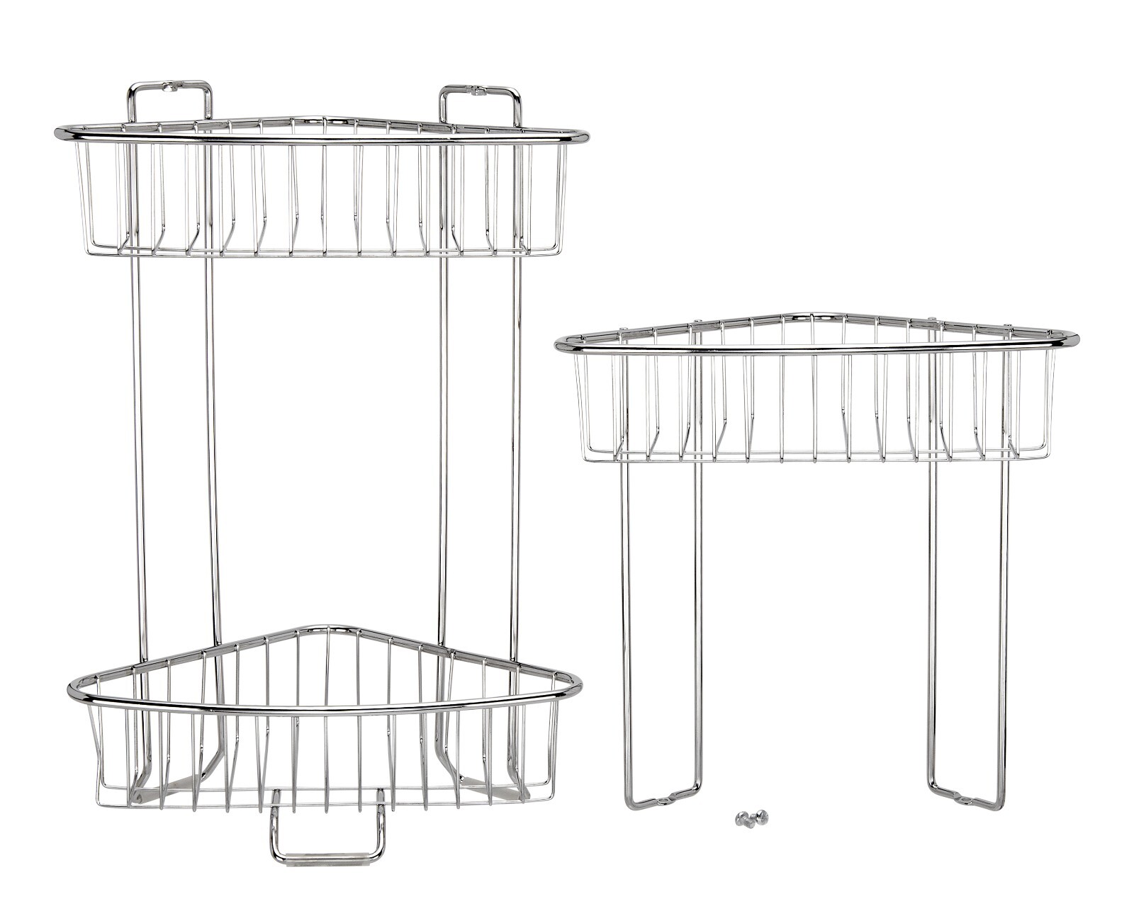Rust Proof Stainless Steel Shower Floor Large Caddy / Shelf 3 Tiers No Drilling