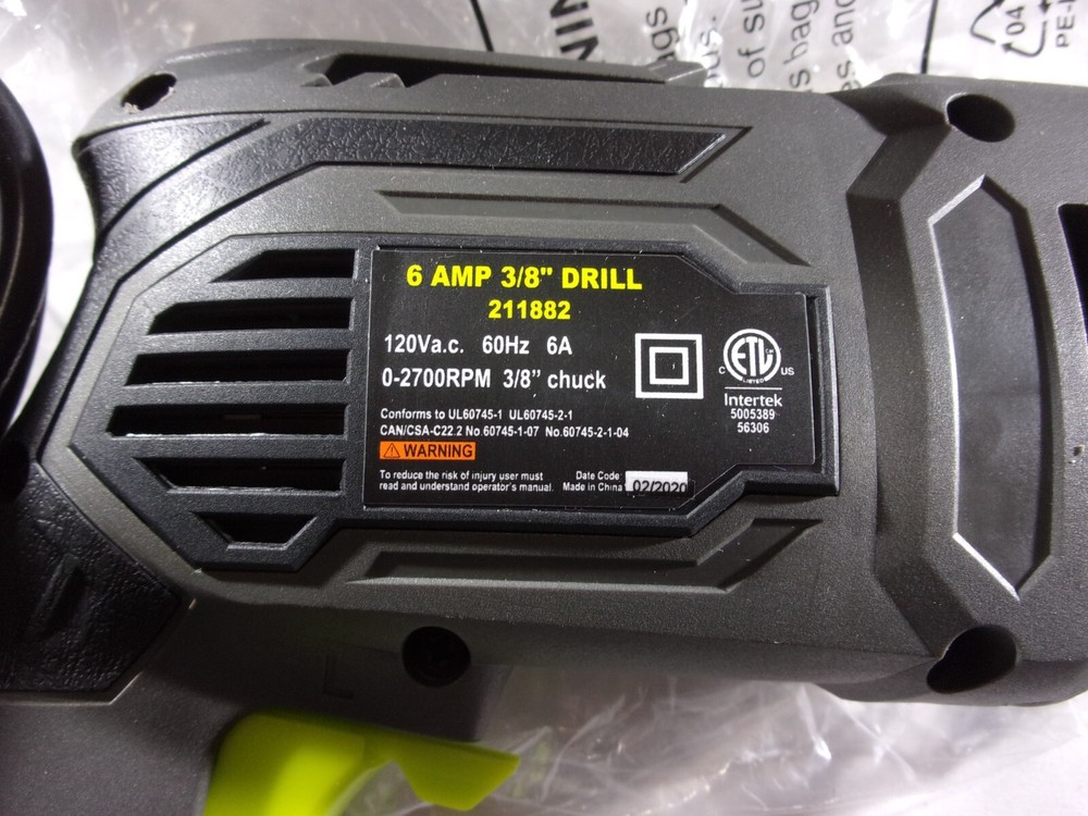 NEW MASTER MECHANIC 6amp. 3/8" DRILL / KEYLESS CHUCK # 211882