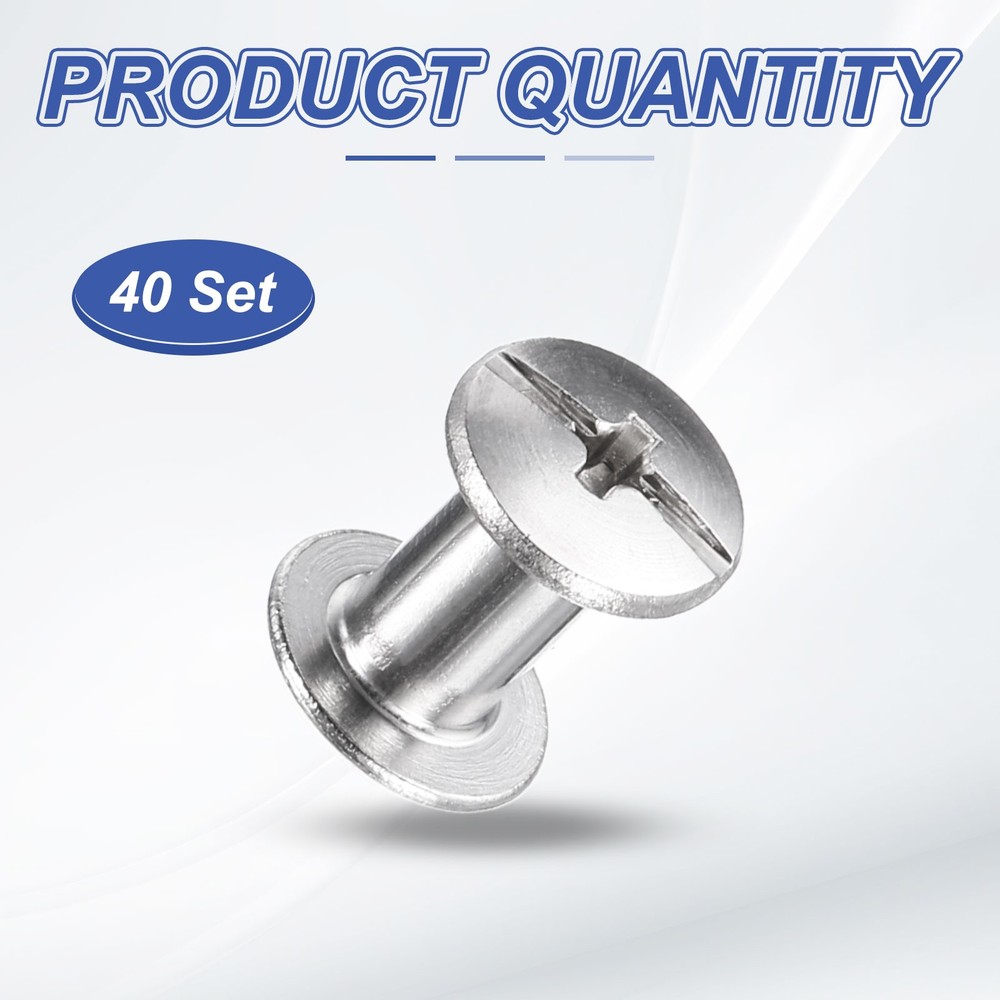 40set Phillips Chicago Screw M4x7mm Binding Post Screw, Silver