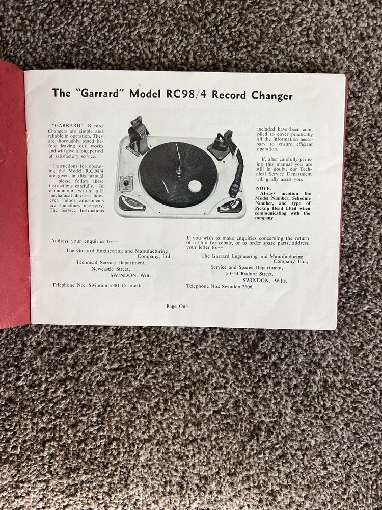 GARRARD Model R.C. 98/4 Manual Automatic Record Changer