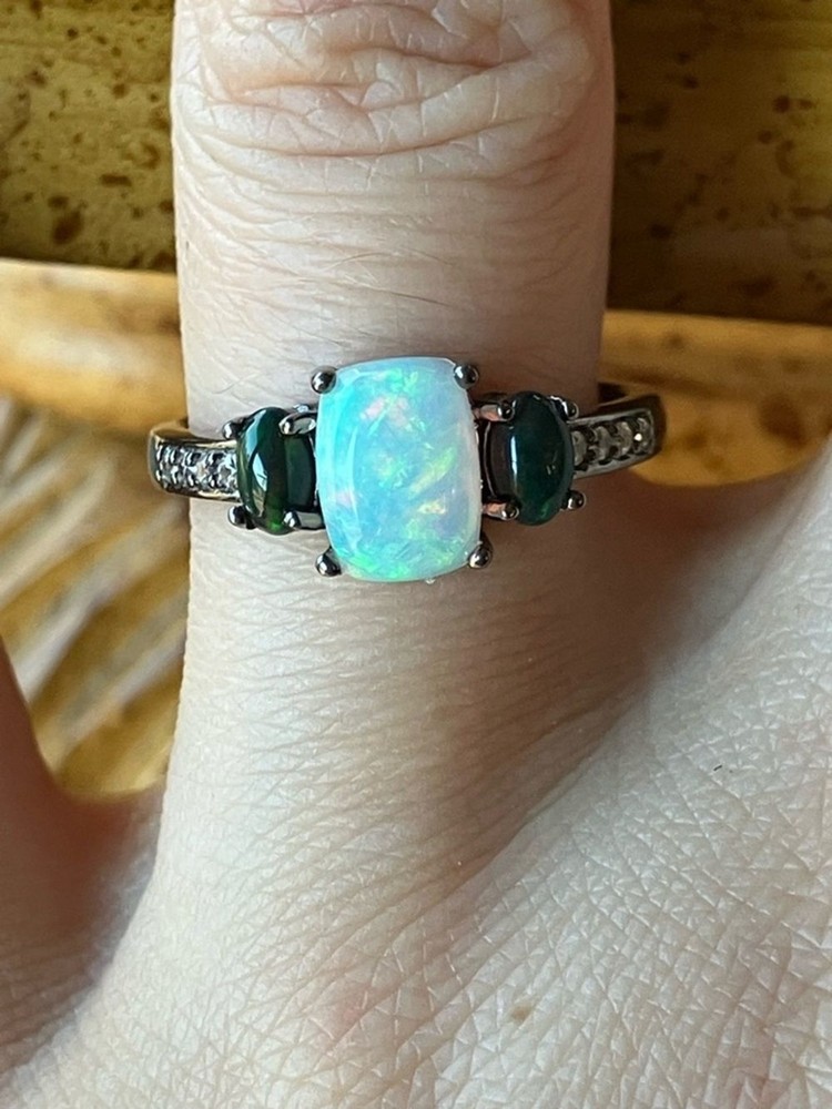 Genuine Ethiopian Opal Sterling Silver Ring Size 8