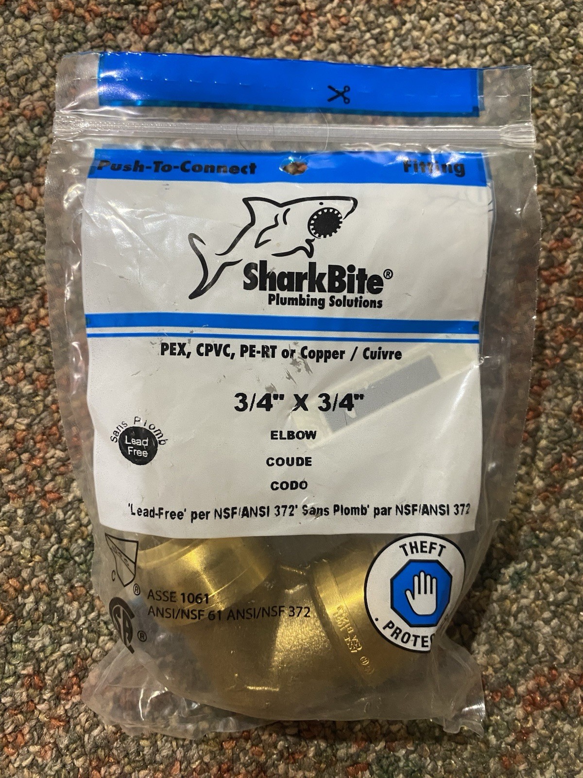 SharkBite 3/4” Coupling & Elbow Brass Push Connect Lot U016LFA U256LFA