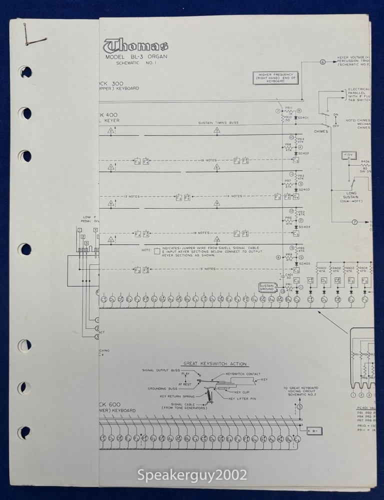 Original Thomas Organ / BL-3 / Service Schematic - Manual