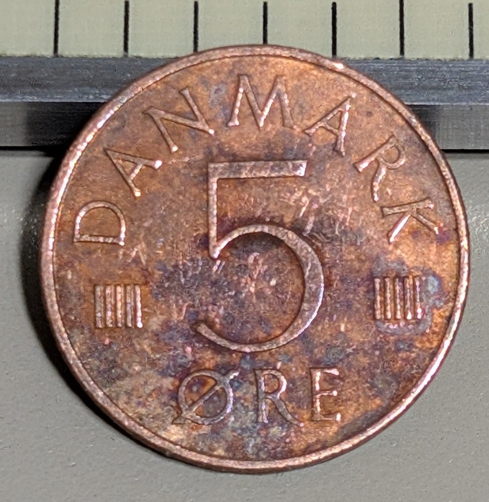 1973 Denmark 5 Ore Circulated KM# 859.1