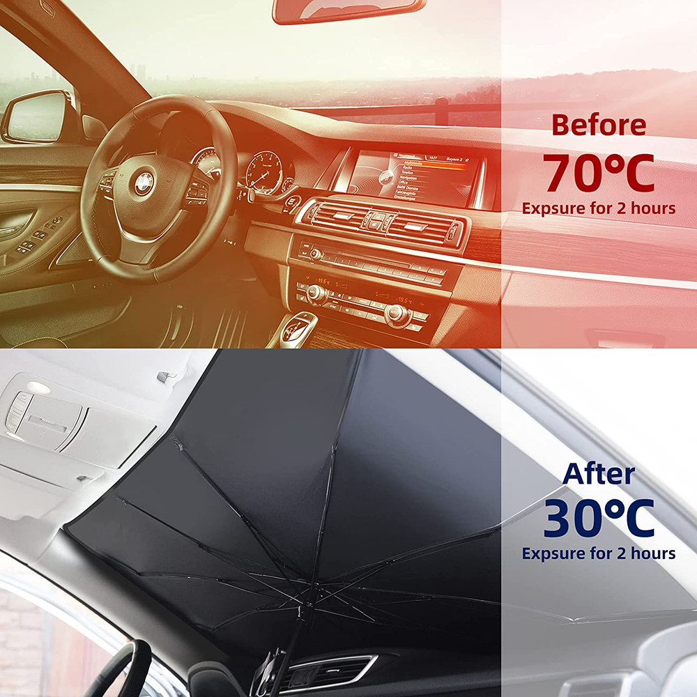 Foldable Car Windshield Umbrella - Sun Shade for Front Windows, Large Size