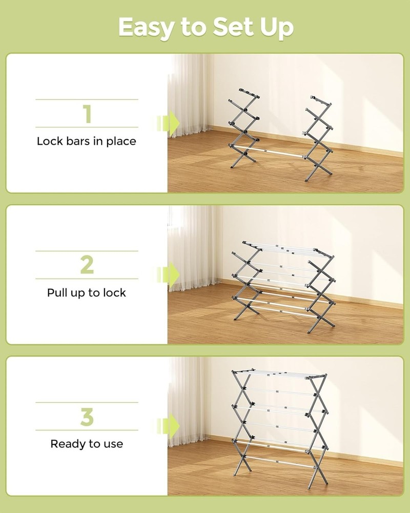 Stylish White/Grey Laundry Drying Rack: Foldable & Expandable for Versatile Use