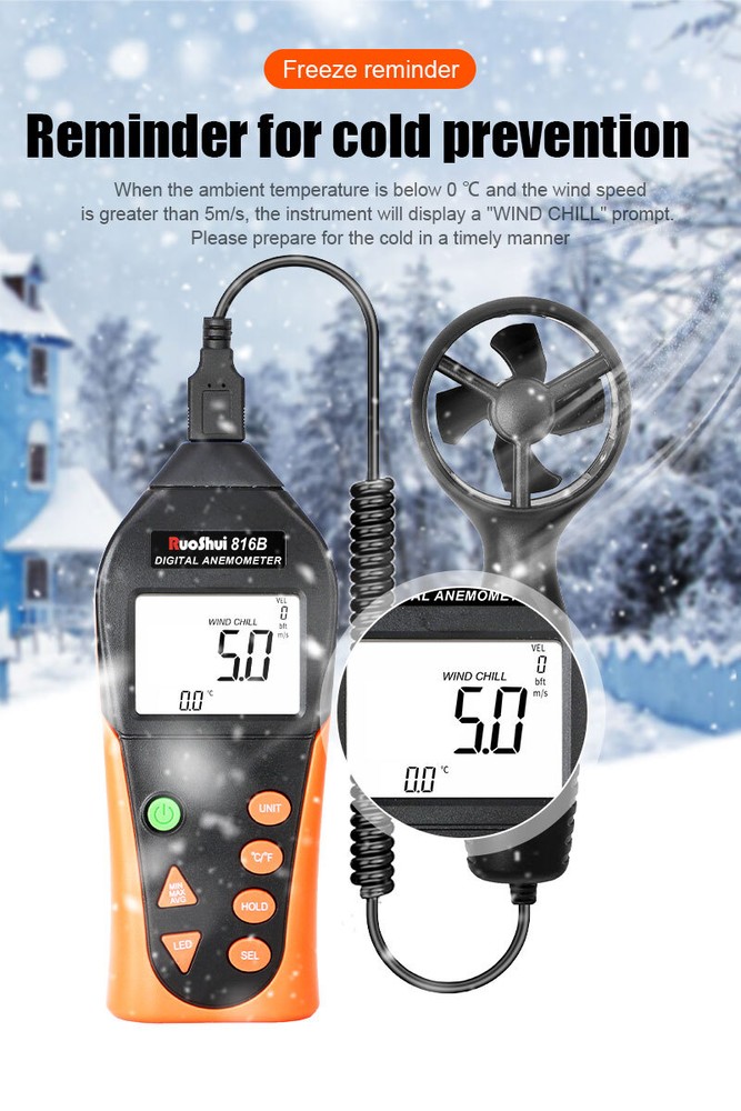Digital Pro CFM Anemometer HVAC Wind Speed Meter Air Flow Velometer Temp Tester