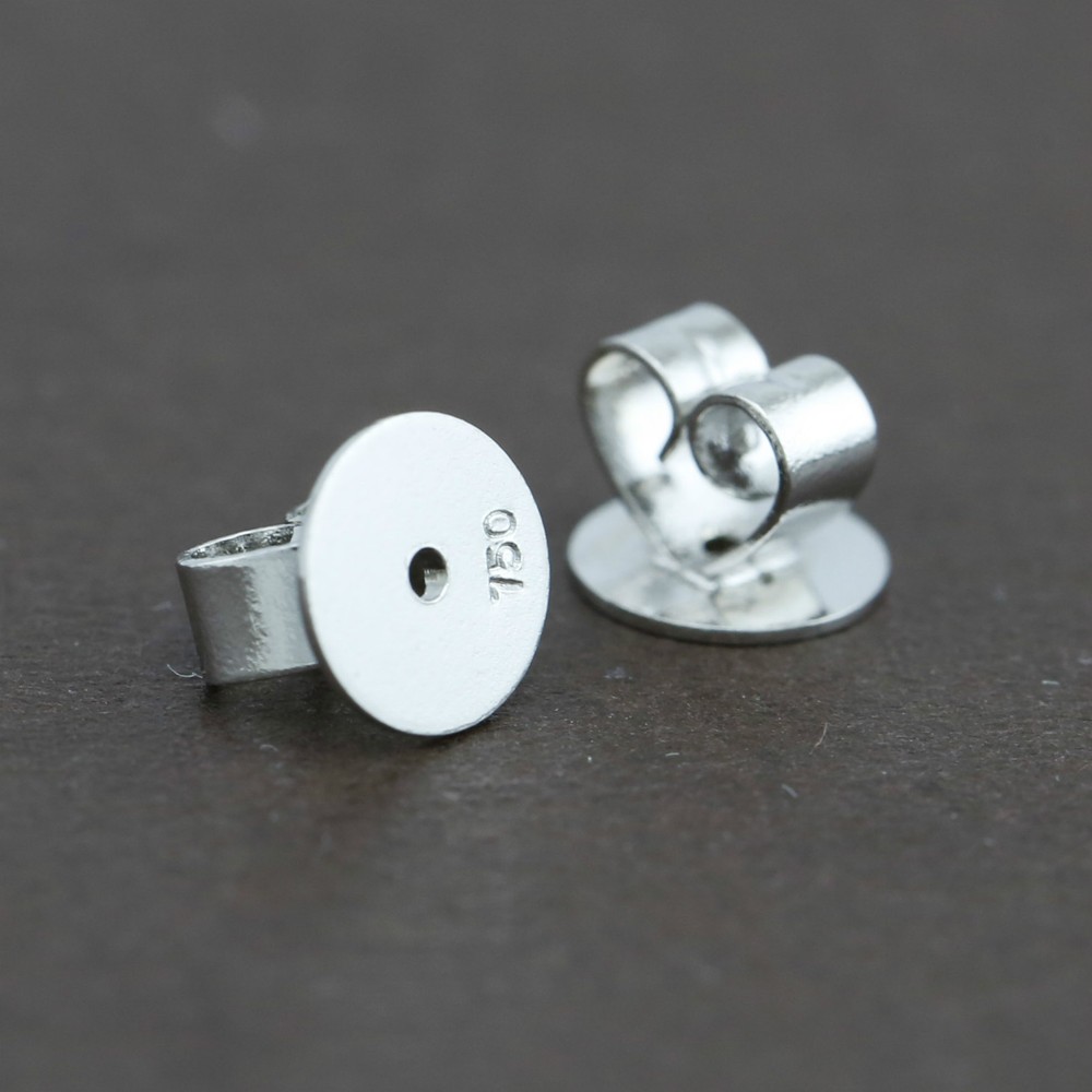Genuine 18CT Solid White Gold Disc Butterfly Earring Backs 5mm - 1 Pair