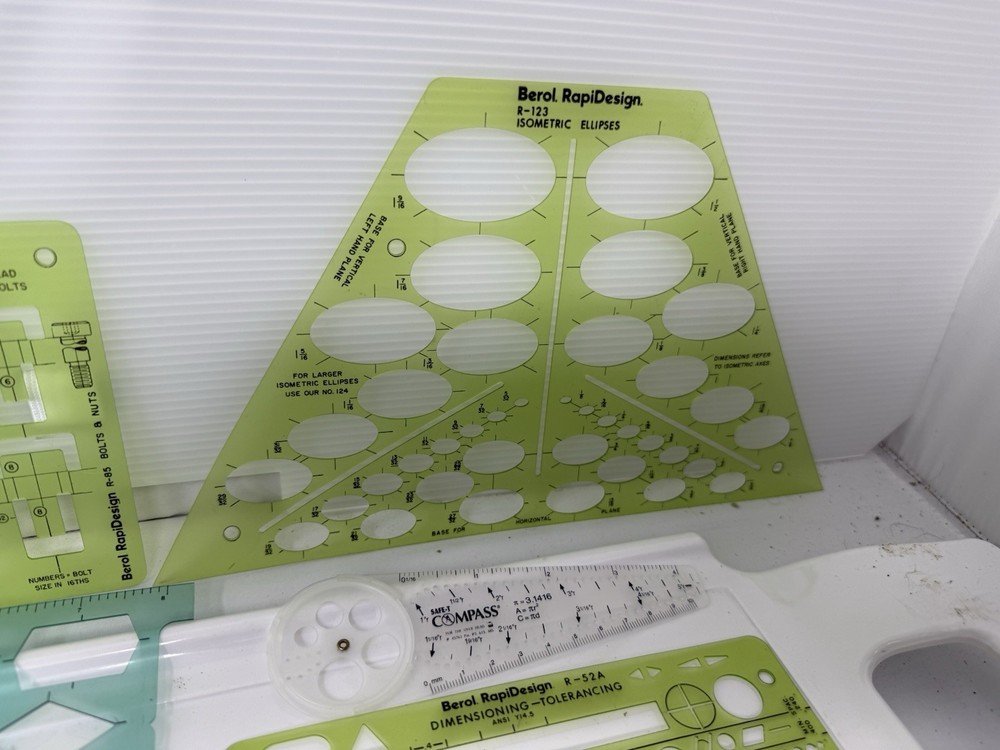 Vintage Drafting Drawing Design Template Berol Rapidesign Ames Alvin Plasticoid