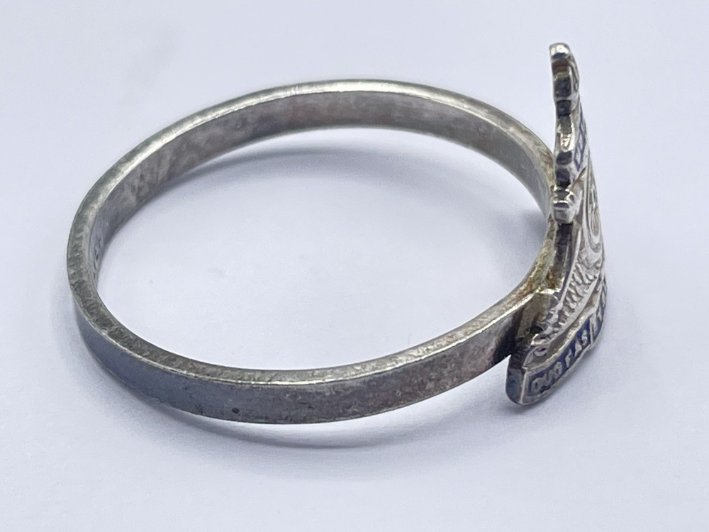 WW2 British Sterling Silver & Enamel Royal Artillery Sweetheart Ring