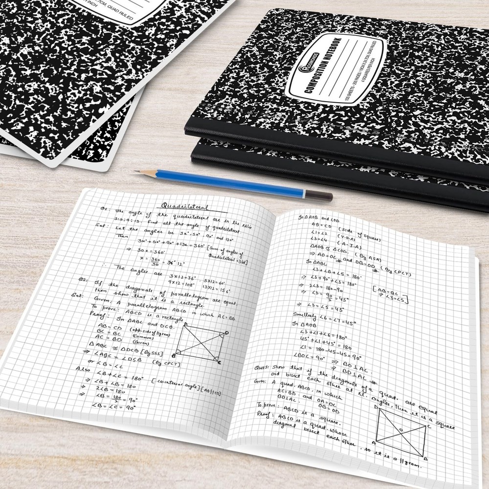 Rosmonde 12 Pack Graph Paper Composition Notebook, 200 Pages (100 Sheets), 4x...