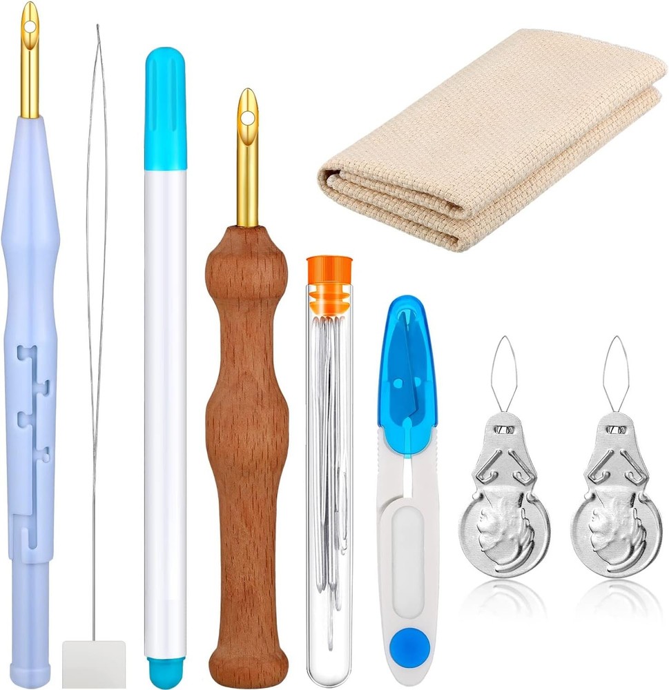 17 Pcs Punch Needle Kit Adjustable Punch Needle Tool Include