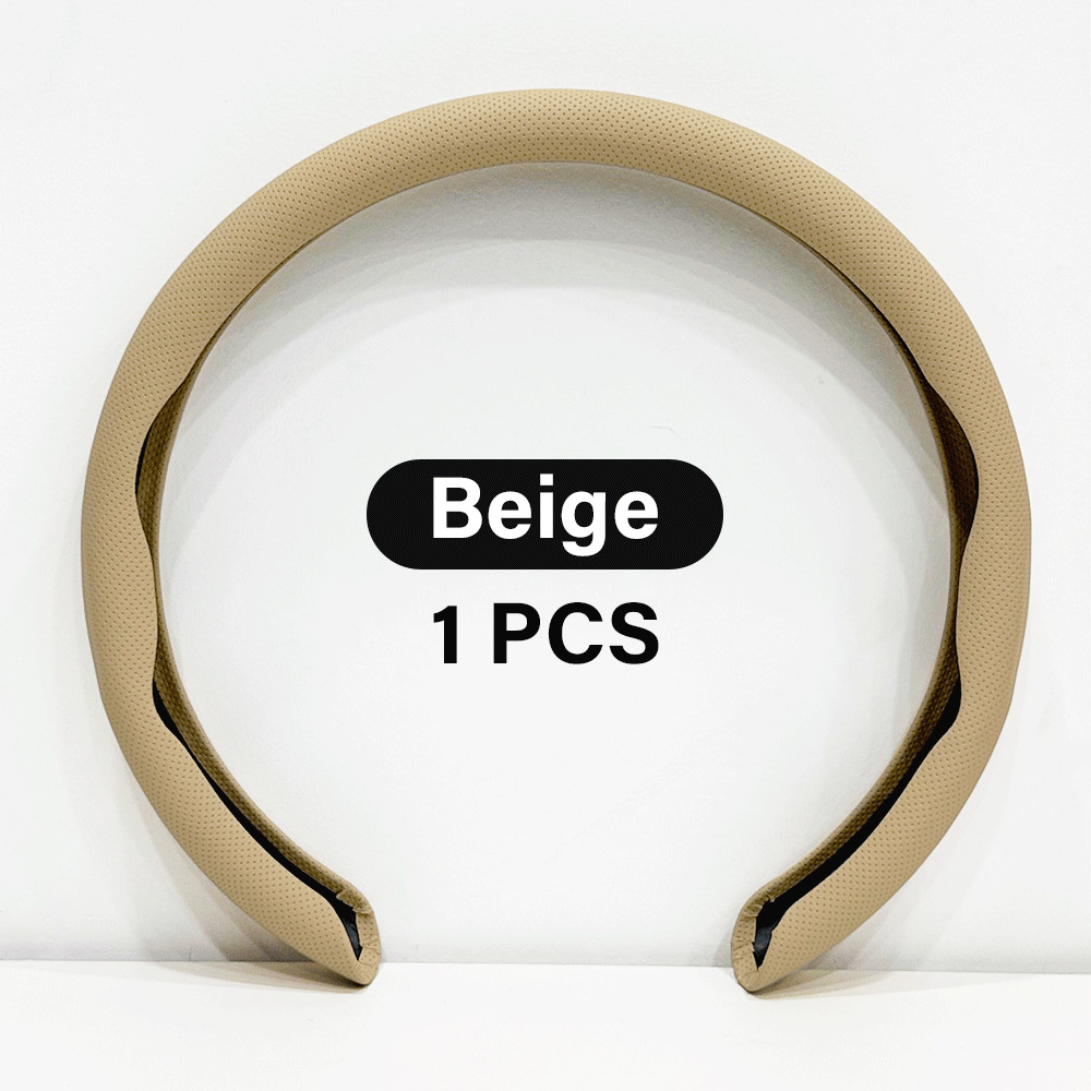 For Toyota Steering Wheel Cover Nappa Leather Non-Slip Clip on Breathable 15''