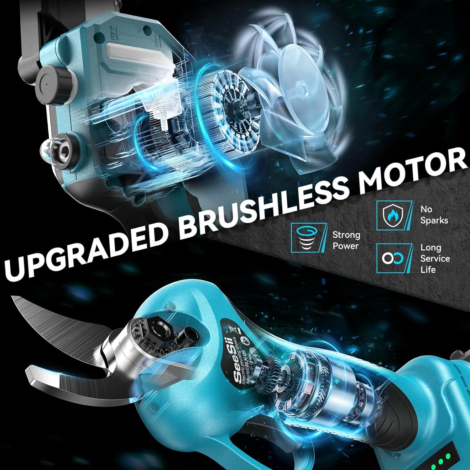 4-in-1 Cordless Pole Saw & Pole Pruning Shears Combo Kit Chainsaw Cutter 2*4000