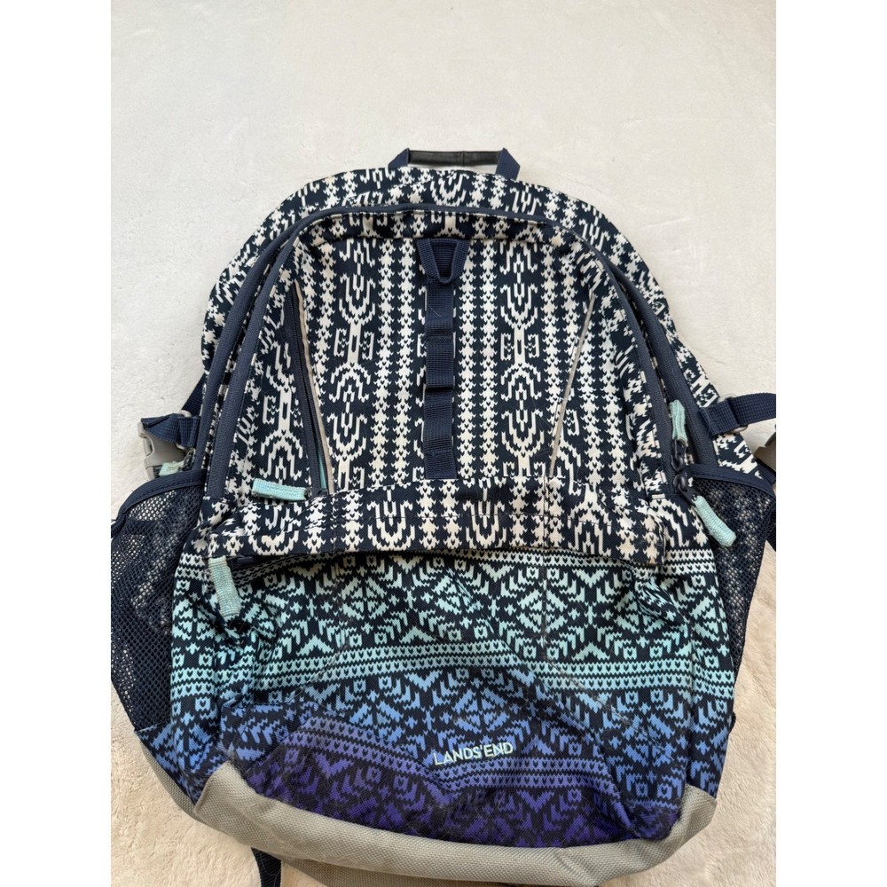 Lands End Backpack Patterned School Travel Hiking Daypack