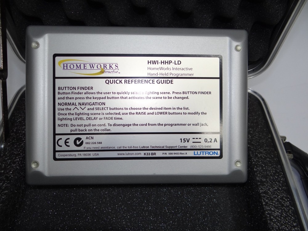 Lutron Lighting Programmer Handheld HWI-HHP-LD System Custom Hard Carry Case