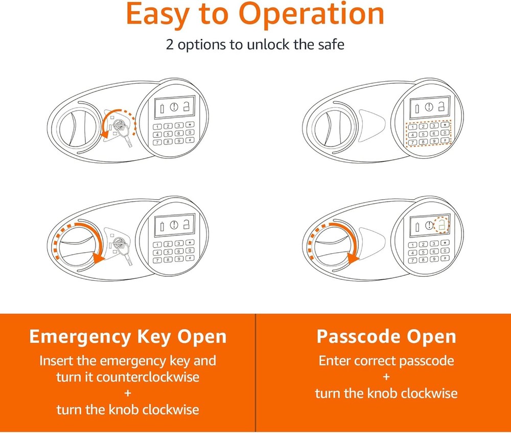 Amazon Basics Steel Security Safe and Lock Box with Programmable Electronic Keyp