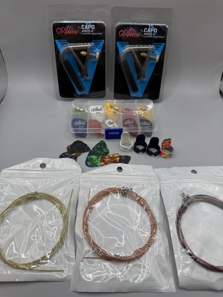 Guitar Lot - (2) Alice Capo, Alice Picks, Strings & More