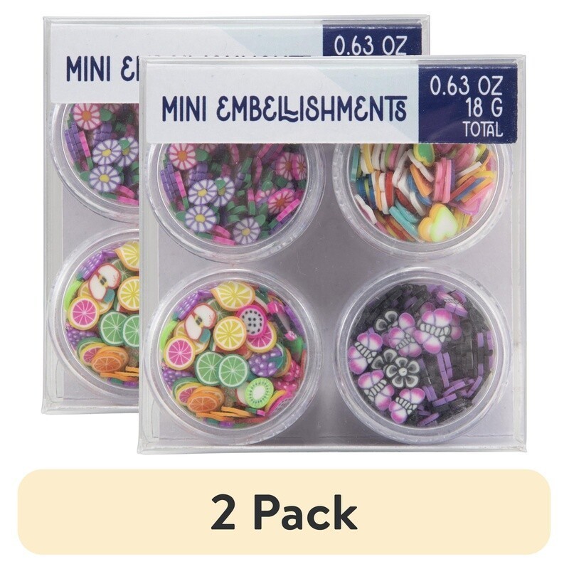 2 Pack Mini Craft Embellishments Assorted Shapes Polymer Clay Storage Jars New