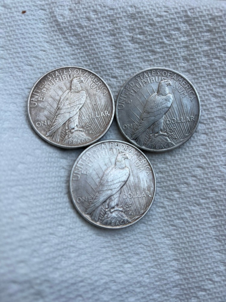 3 1922 Peace Dollar $1 Silver Coins