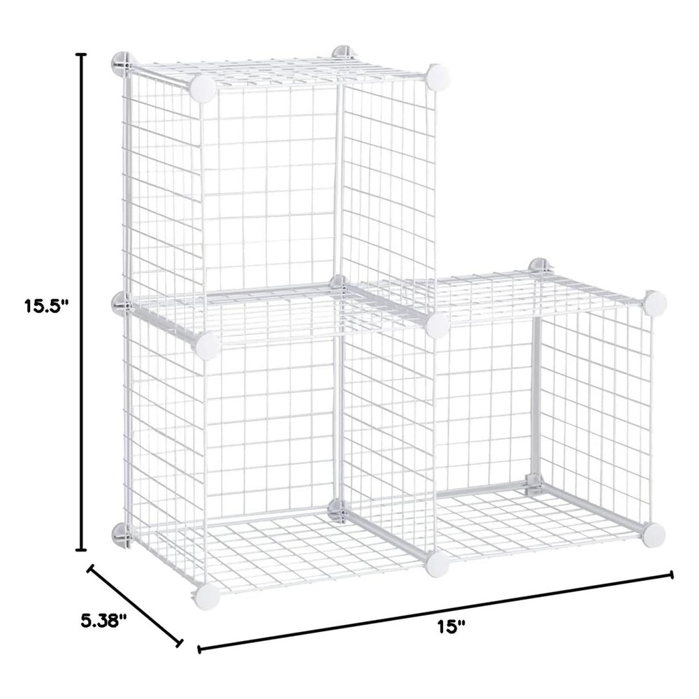 Rubbermaid 3 Piece Storage Stackable Cube Set, Multi-Use Home Organizers, White