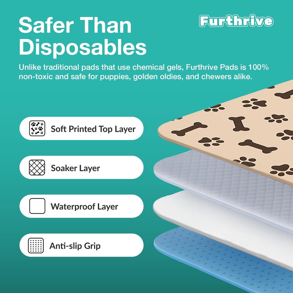 Furthrive Washable Pee Pads for Dogs with Pheromone Standard, Pattern
