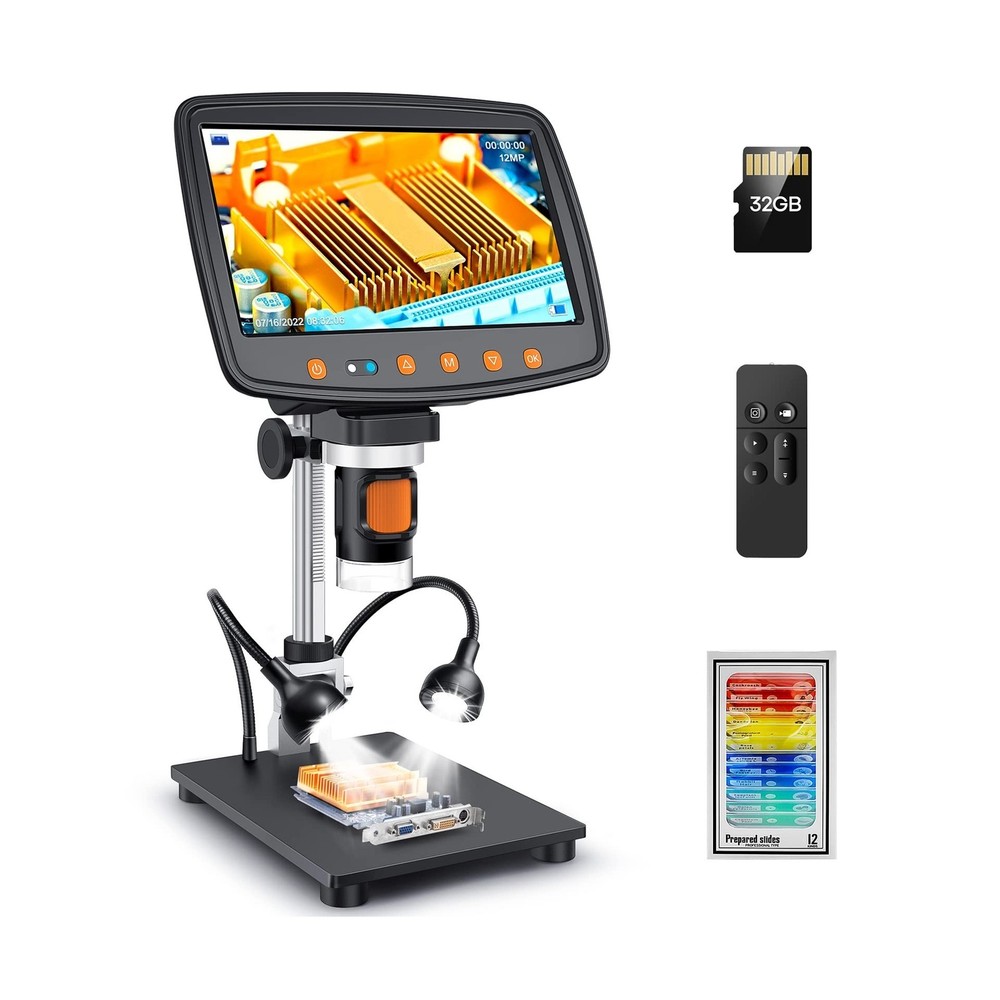 Digital Microscope with 7" LCD Screen,1500X Magnification Soldering Microscop...