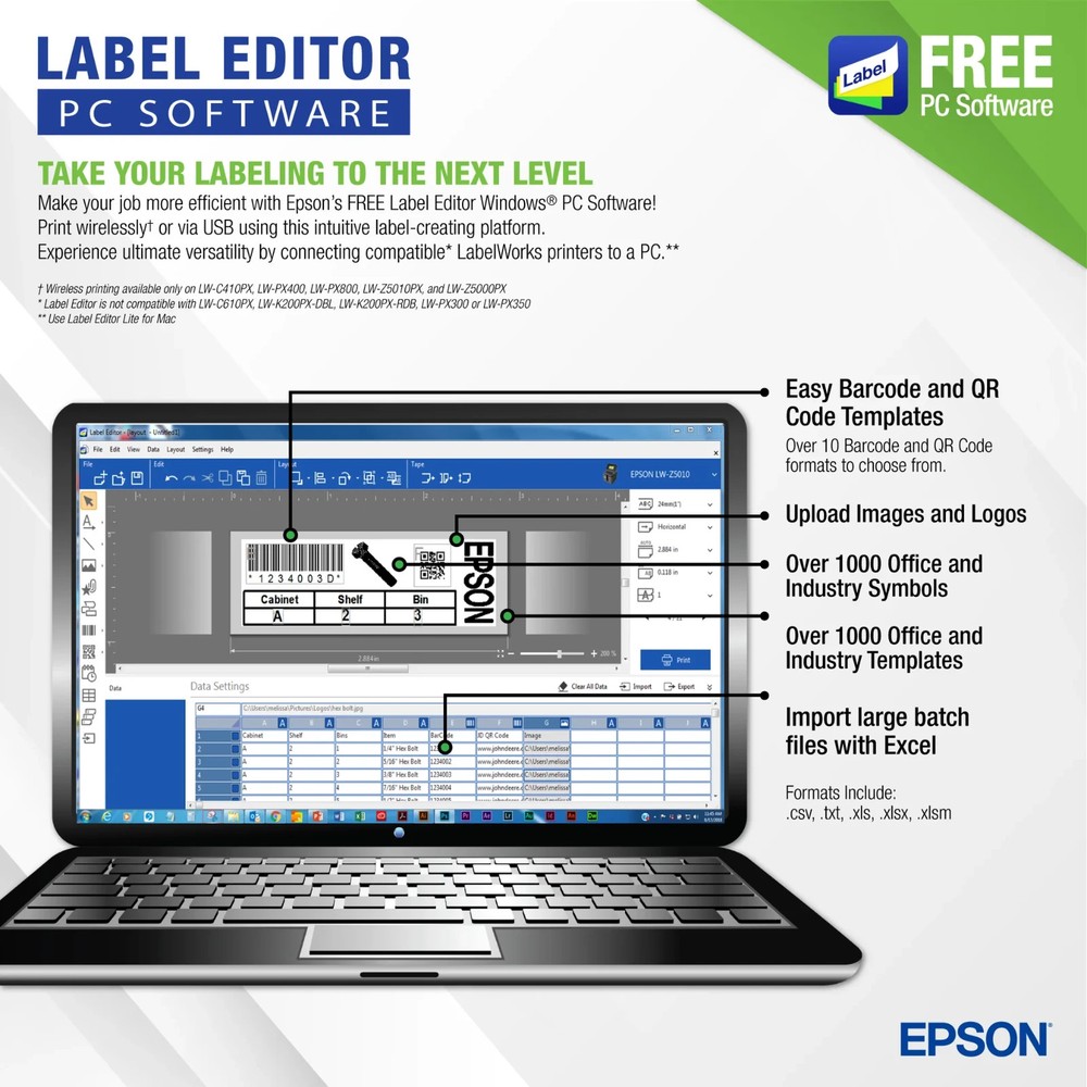 Epson LW-PX400 Industrial Label Maker Bundle Kit (Portable Wireless Printer)