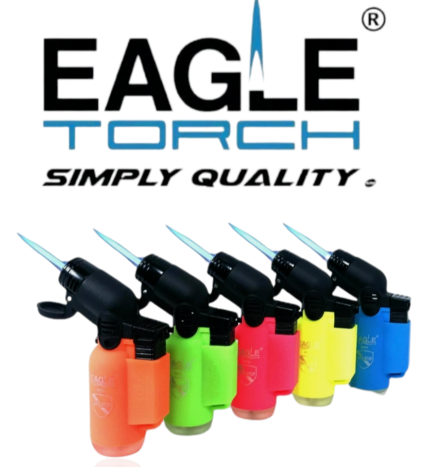 Eagle Torch 45 Degree Jet Flame Refillable Torch Lighter (Neon Colors) - 5 Pack