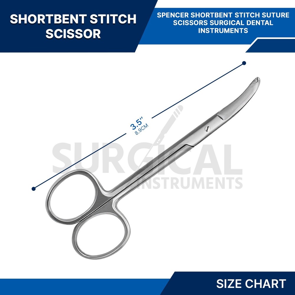 3 SHORTBENT SUTURE Scissors Surgical & Veterinary Instruments 3.50" German Grade