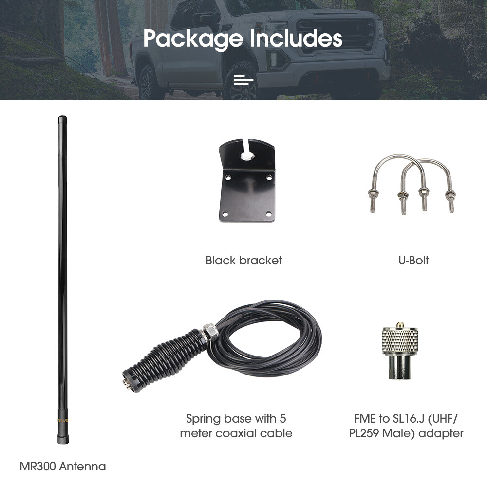 Retevis MR300 GMRS Crash-proof Fiberglass Car Antenna For Mobile Car Radios