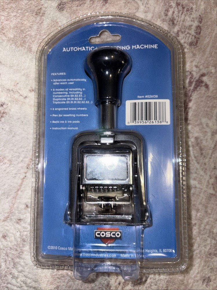 Cosco Automatic Numbering Machine, 6-Digits, 8 Modes, Black Ink (026138)