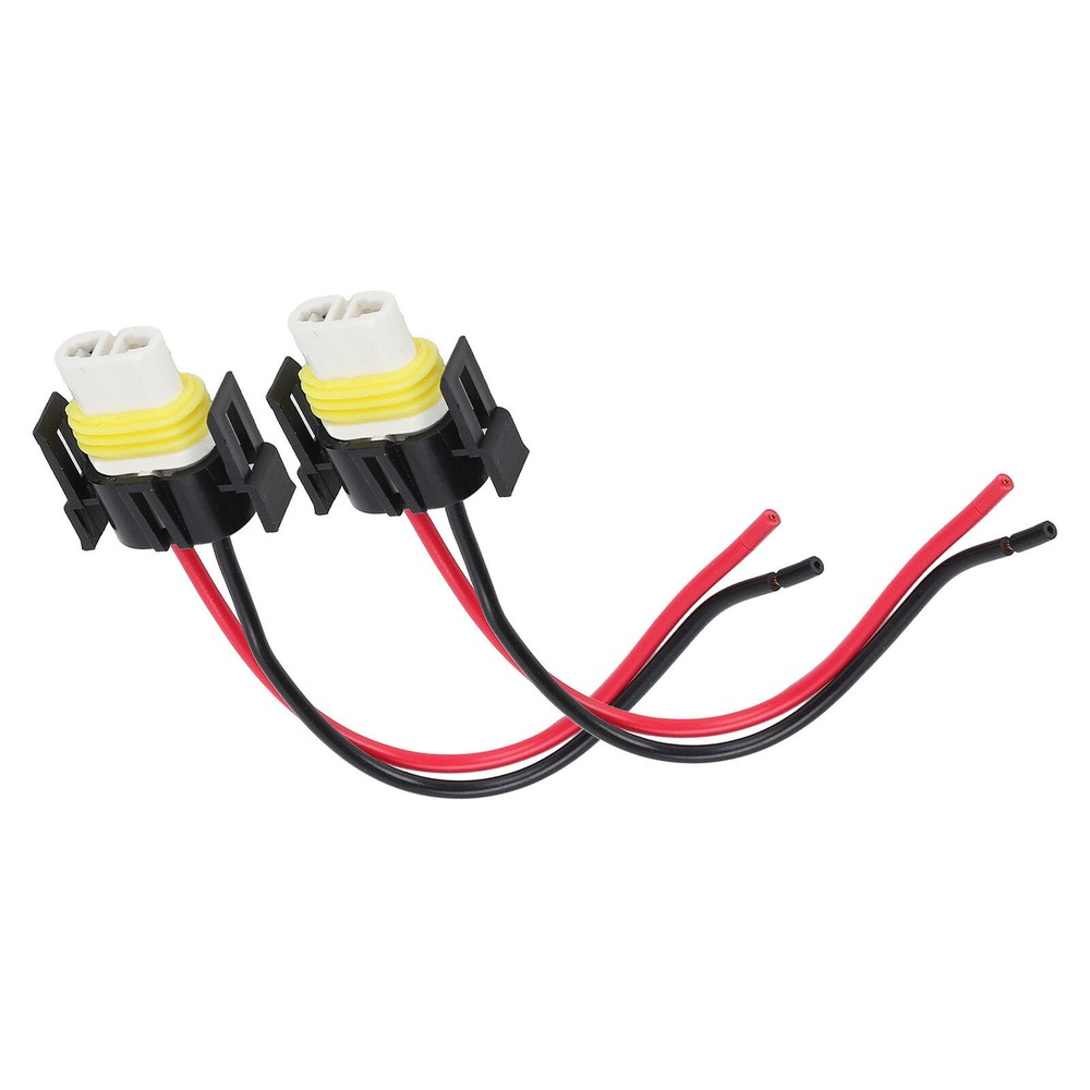 2pcs H11 Ceramic Female Socket Wiring Harness Head Light Low Beam Bulb Connector