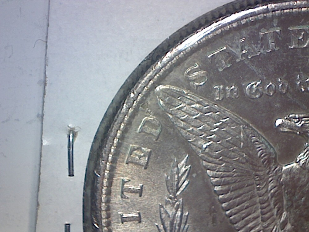 1880-S MORGAN DOLLAR BU TINY OBJECT IN PLANCHET ON REVERSE