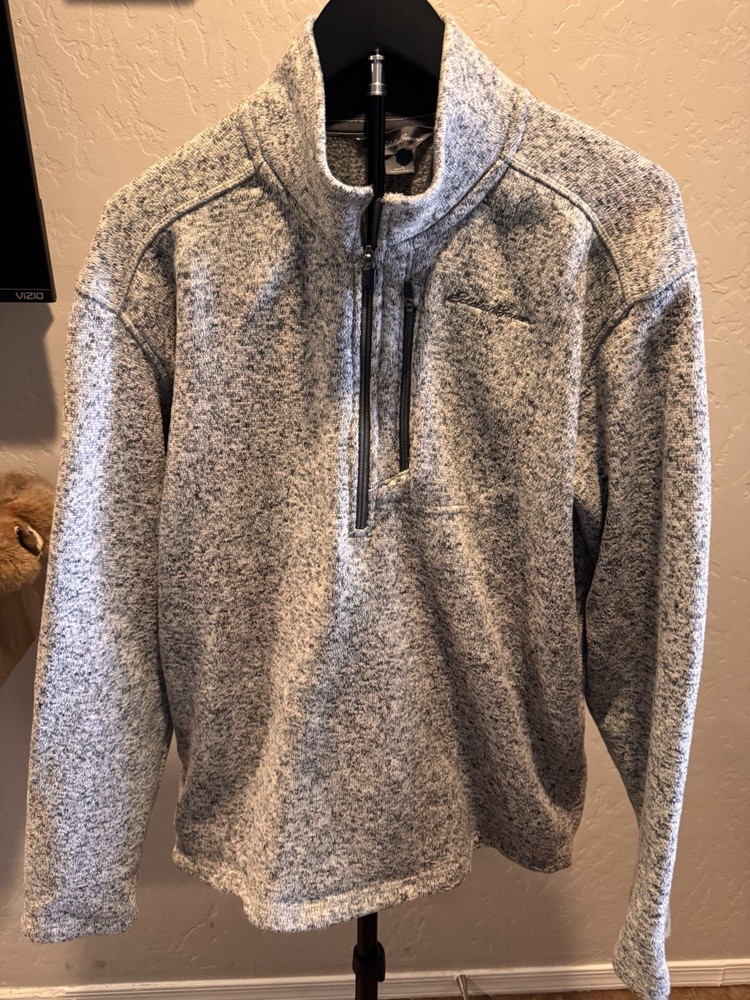 Eddie Bauer Men’s Large Grey 1/4 Zip Sweater Pullover