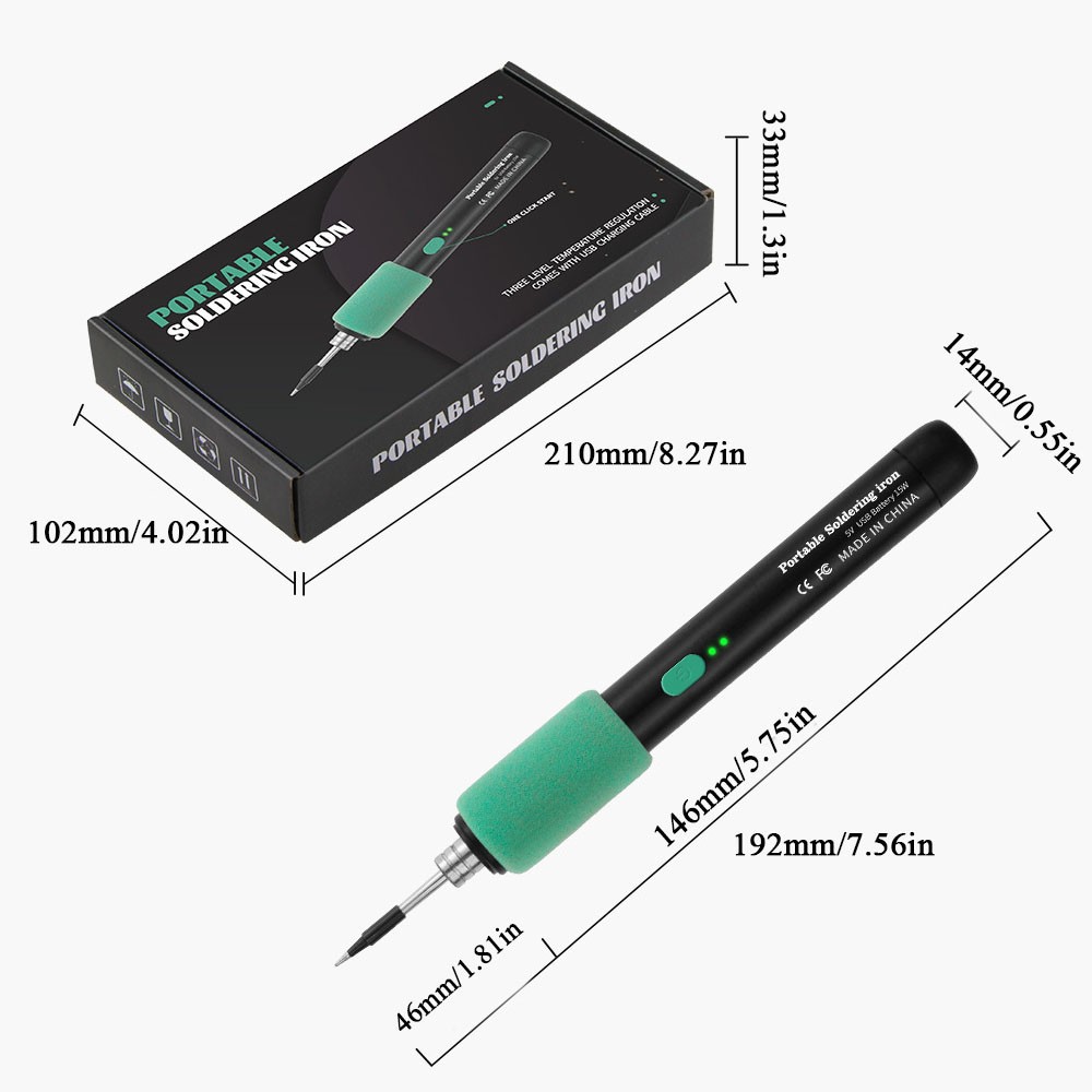 Portable Cordless Soldering Iron Kit with Replaceable Tip for Circuit Board Repa