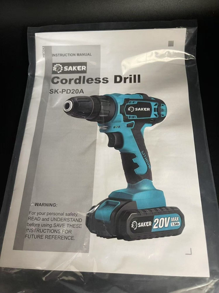 Saker Cordless Electric Drill Set High Performance 2 Variable Speeds 20V K2