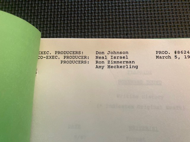 1988 Universal Studios "Flipside" Pilot Episode Script Don Johnson Producer