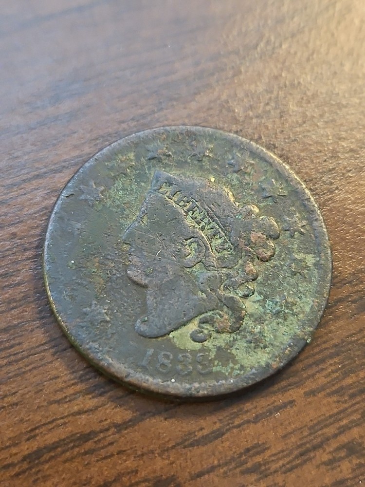 1833 Coronet Head Large Cent (Damage)
